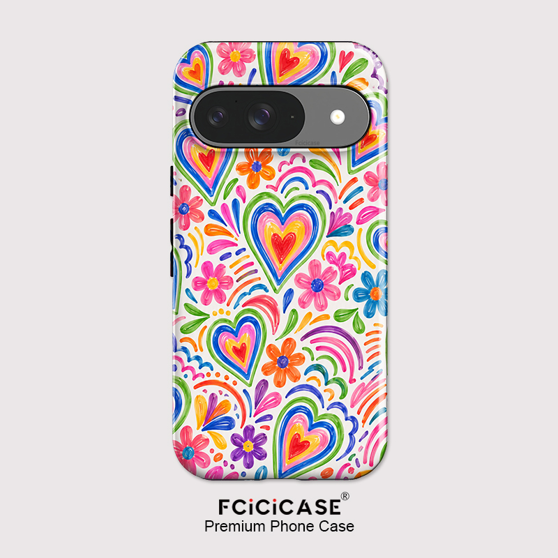 Google Pixel 9 Pro - غطاء هاتف Fcicicase بتصميم قلب الحب